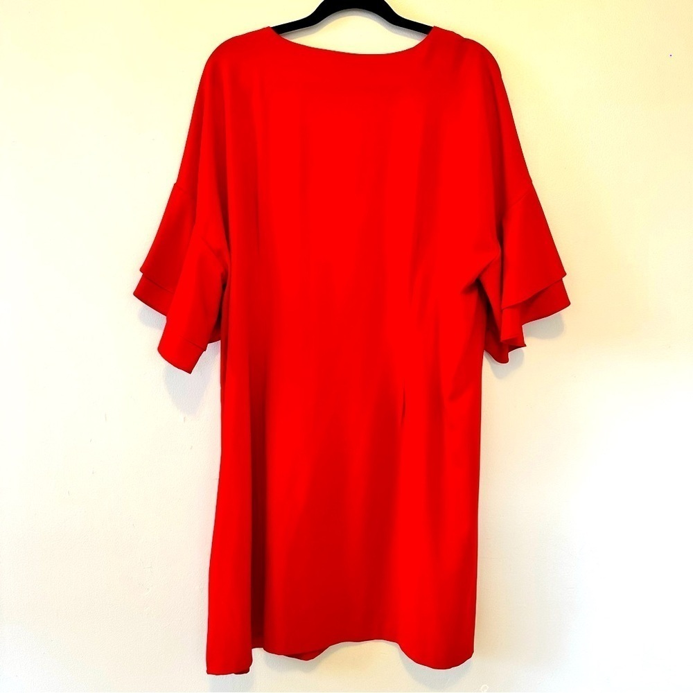 Eloquii Plus Size Red Ruffle Sleeve Dress - Picture 4 of 10